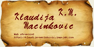 Klaudija Mačinković vizit kartica